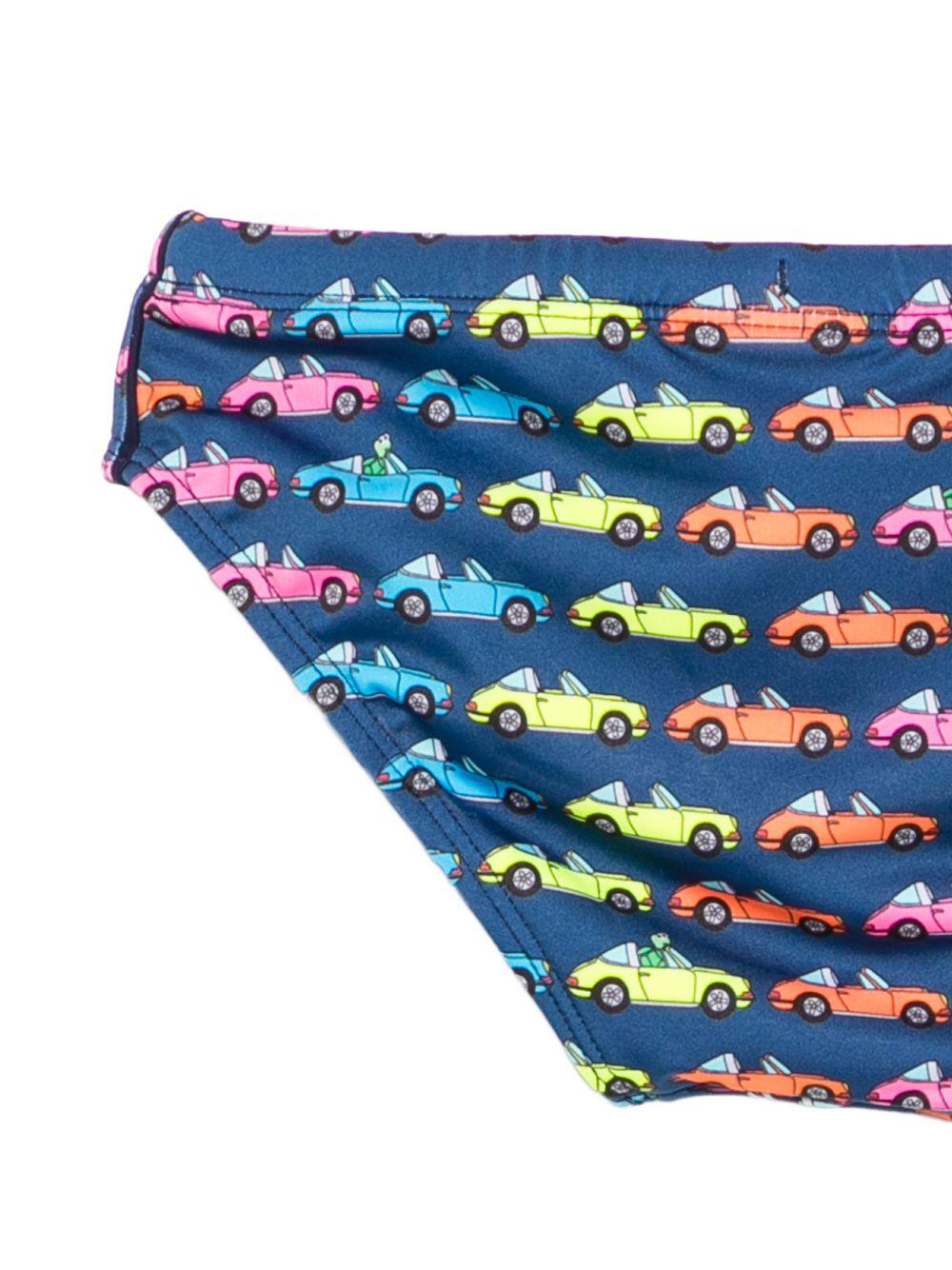 Slip da bagno per bambino MC2 Saint Barth Kids blu con stampa auto all-over BIL0001 02525L MC2 ST. BARTH KIDS