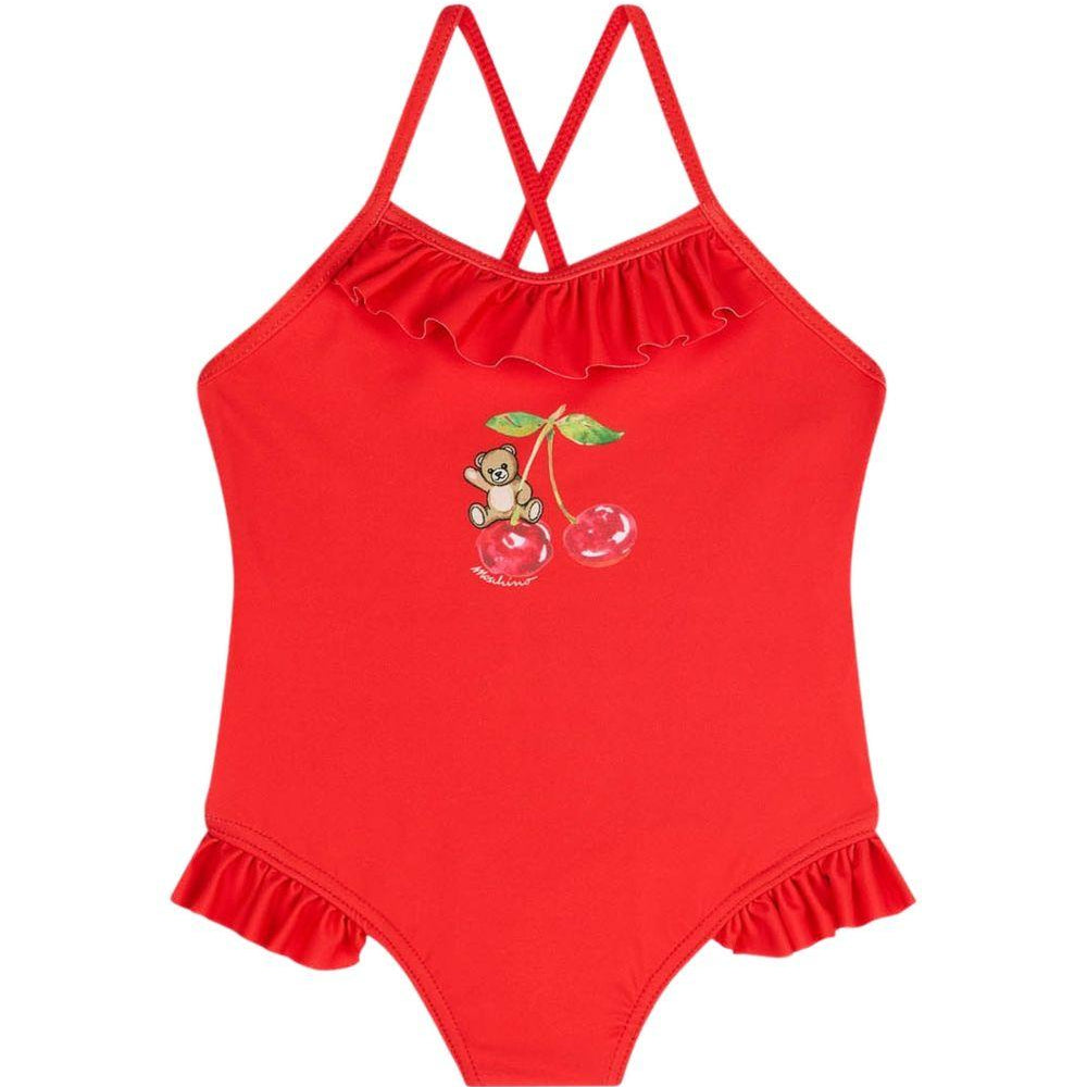 Costume intero per neonata Moschino Kids rosso con ruches MBL00GLKA11 50109 MOSCHINO KIDS