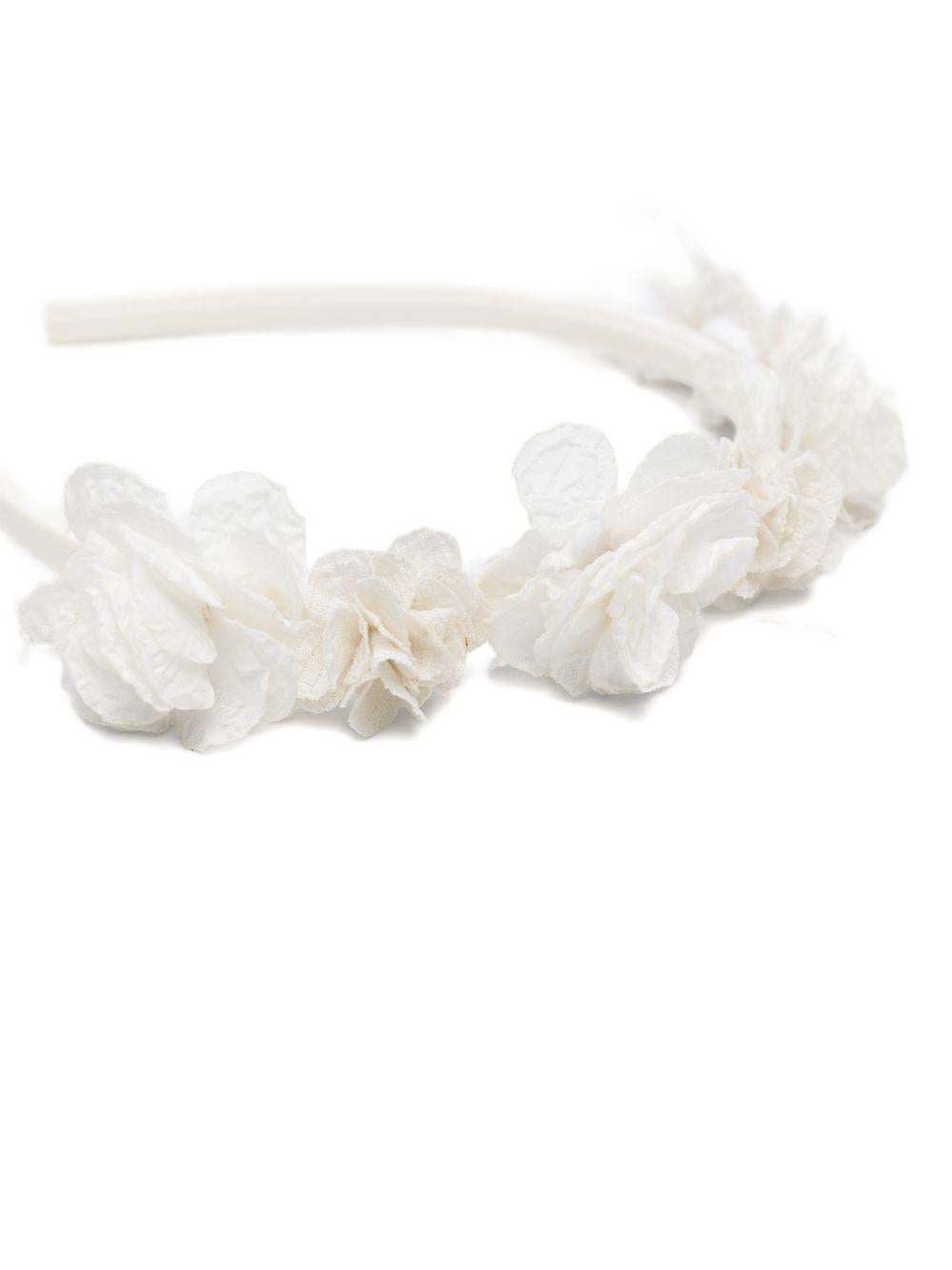 Cerchietto per capelli per bambina Mariella Ferrari bianco con applicazione a fiori CLD4 BIANCO MARIELLA FERRARI