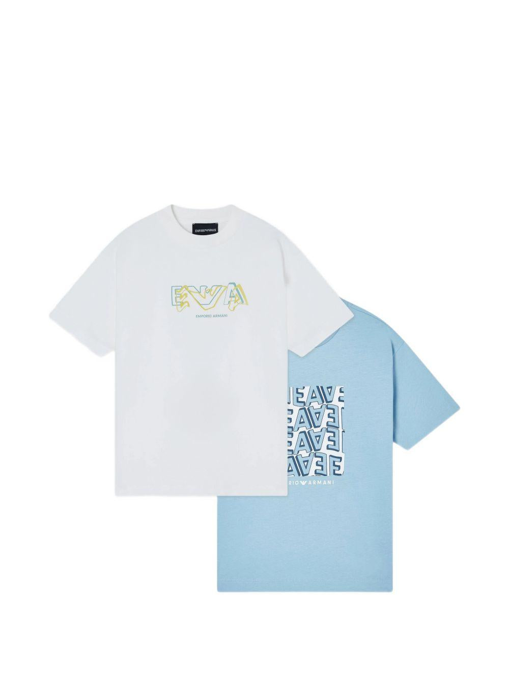 Set di due t-shirt per bambino Emporio Armani Kids multicolore con stampa logo sul davanti EB001343 AF14503 M9001 EMPORIO ARMANI KIDS