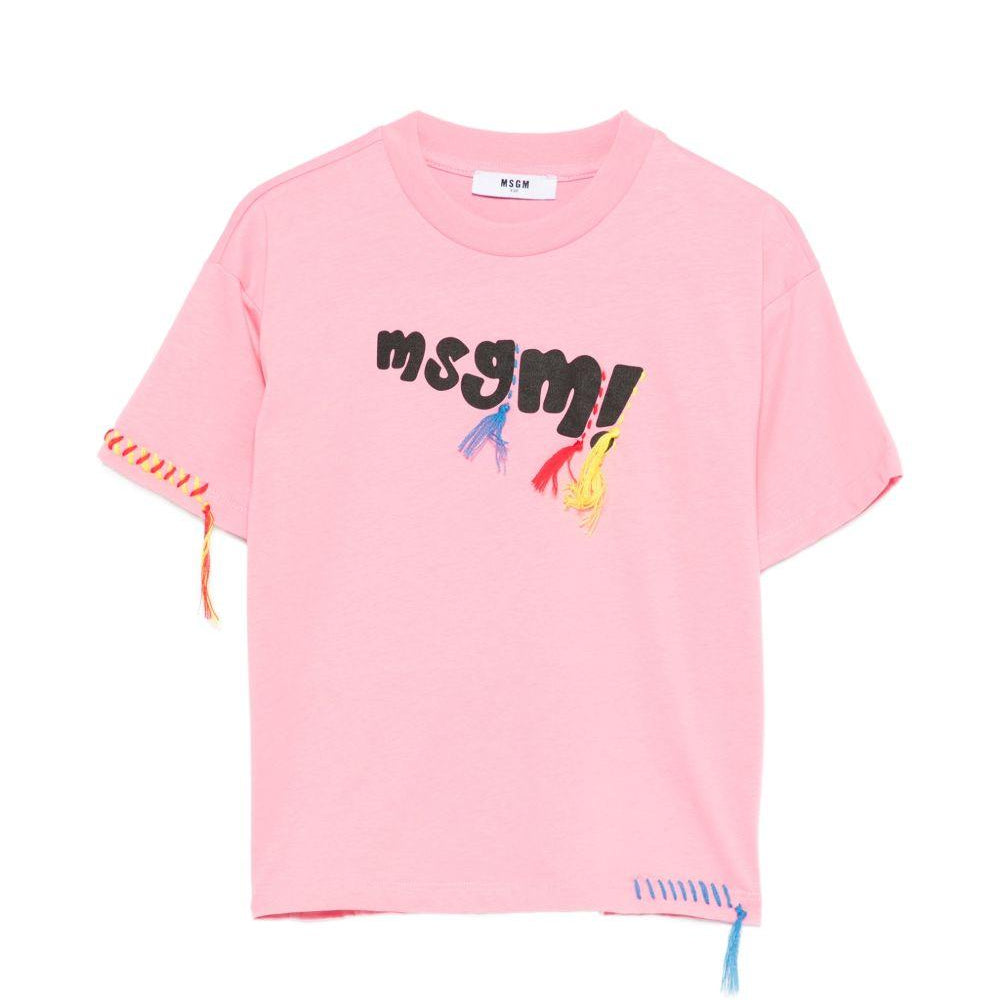 T-shirt per bambina MSGM Kids rosa con dettaglio logo S6MSJUTH136 MS070 MSGM KIDS