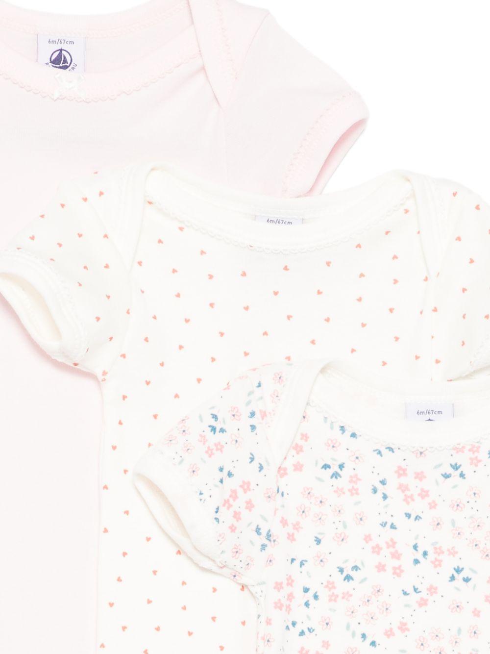 Set tre body per neonata Petit Bateau rosa con varie stampe A0FT2 00 PETIT BATEAU KIDS