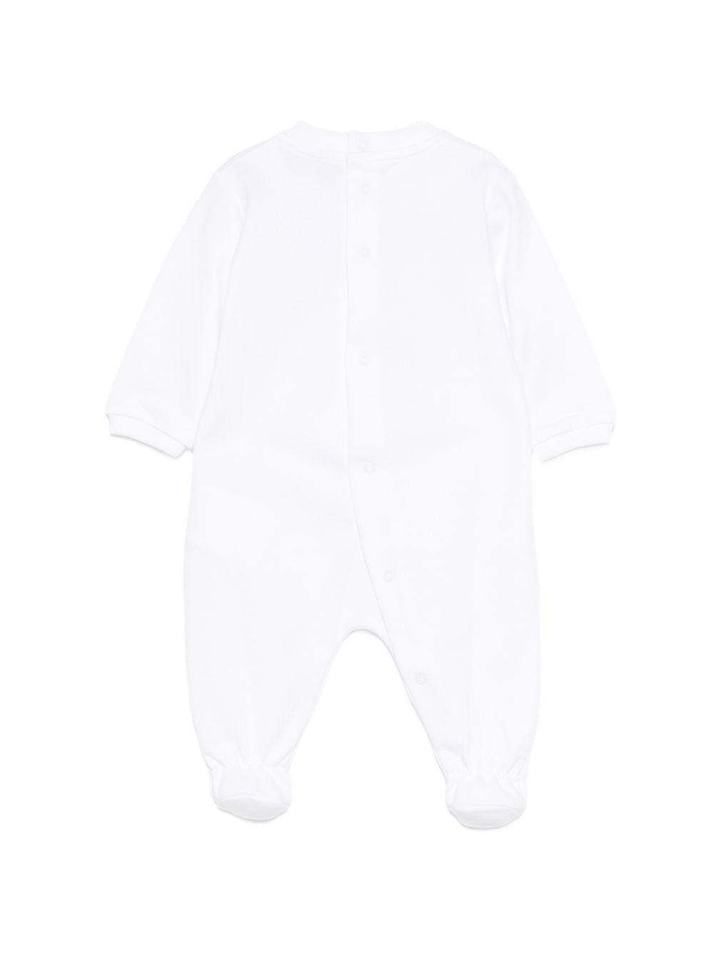 Pigiama per neonati Moschino Kids bianco con stampa grafica Teddy bear MUT04RLCA19 10101 MOSCHINO KIDS
