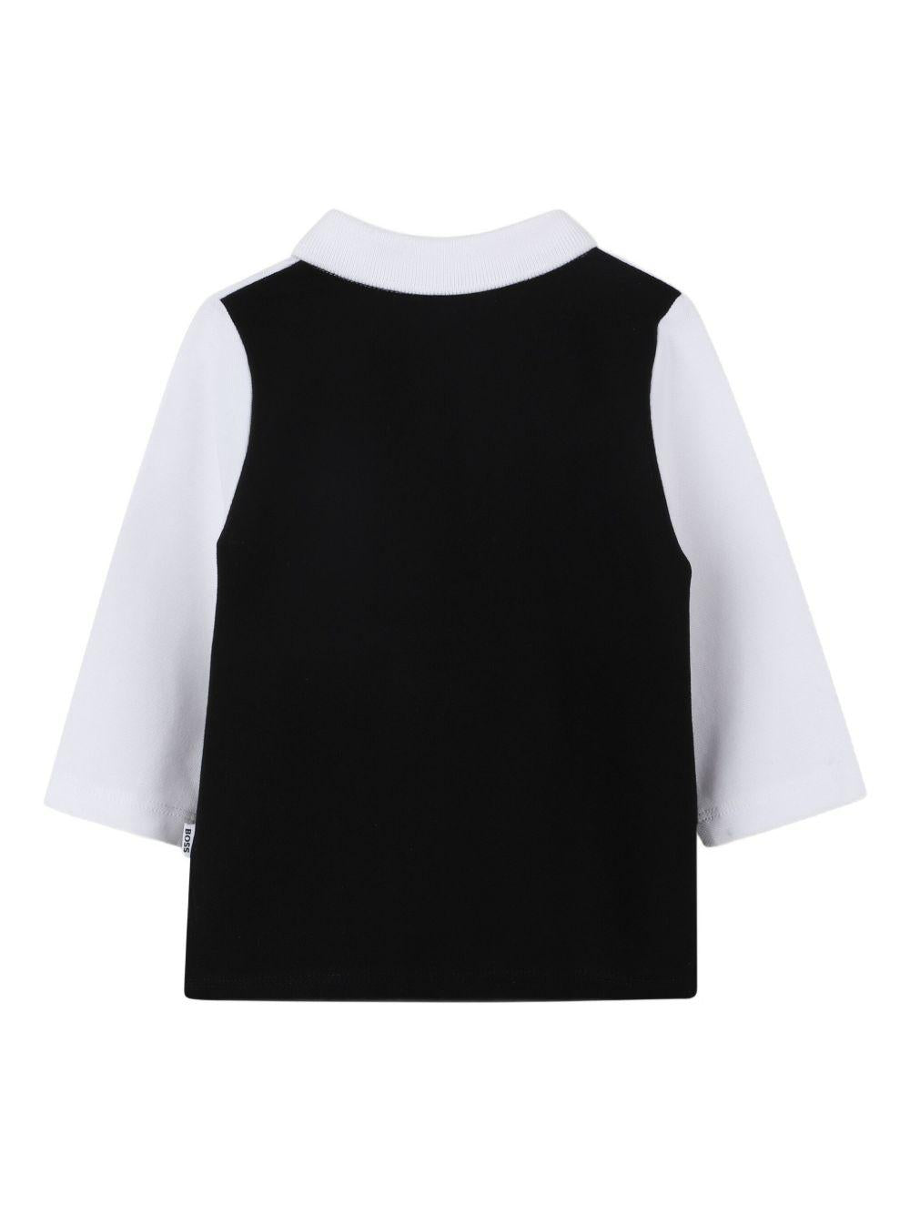 Polo per neonato Boss Kids bianca e nera con design color-block J52456 09B BOSS KIDS