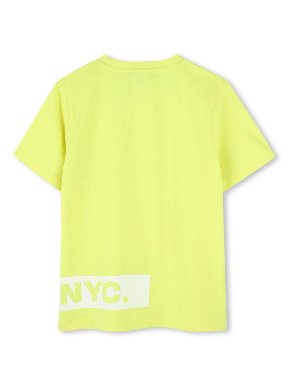T-shirt per bambino Dkny Kids giallo con stampa con logo sul davanti D62291 549 DKNY