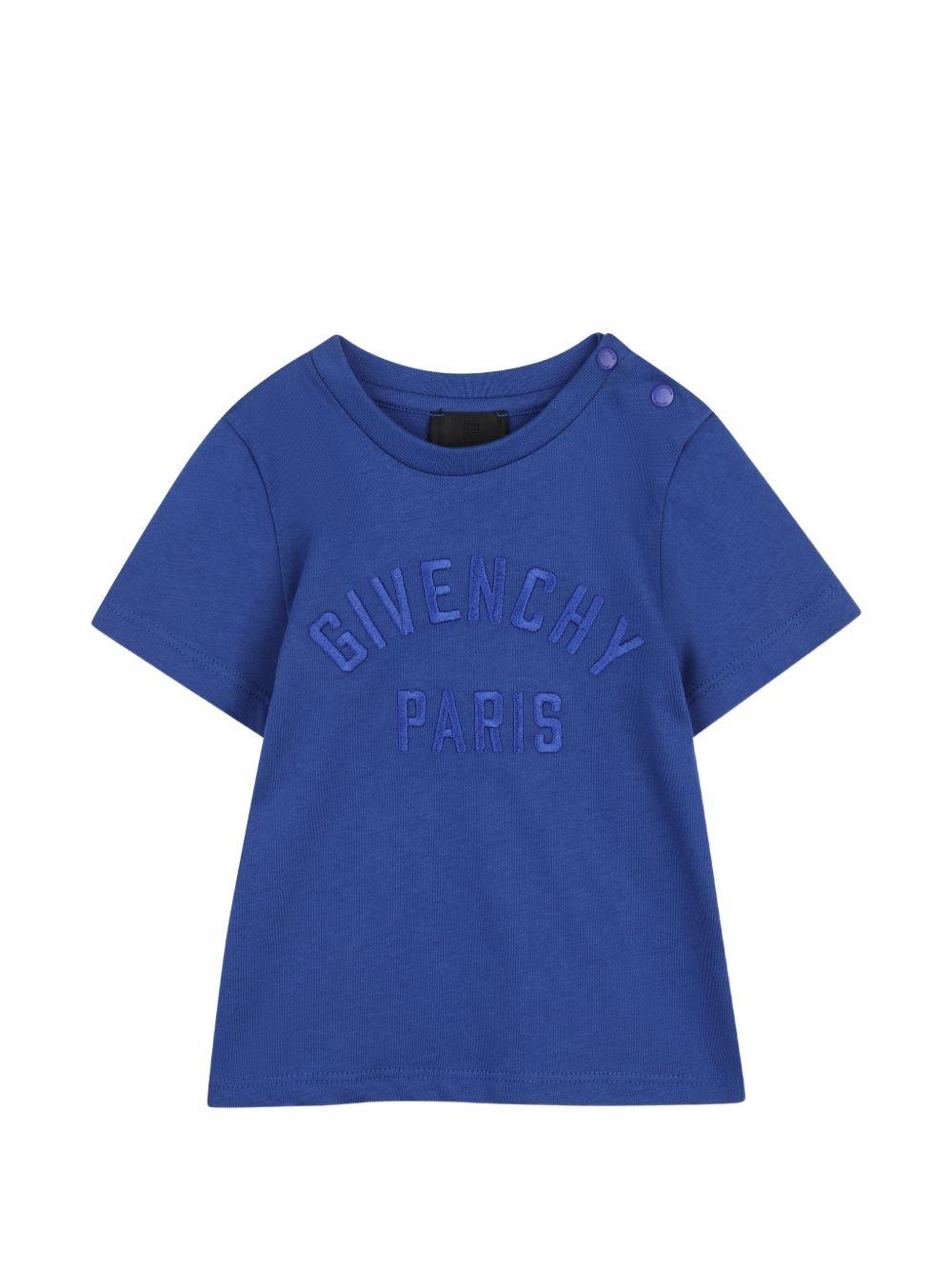 T-shirt per neonati Givenchy Kids blu con dettaglio logo H31286 865 GIVENCHY KIDS