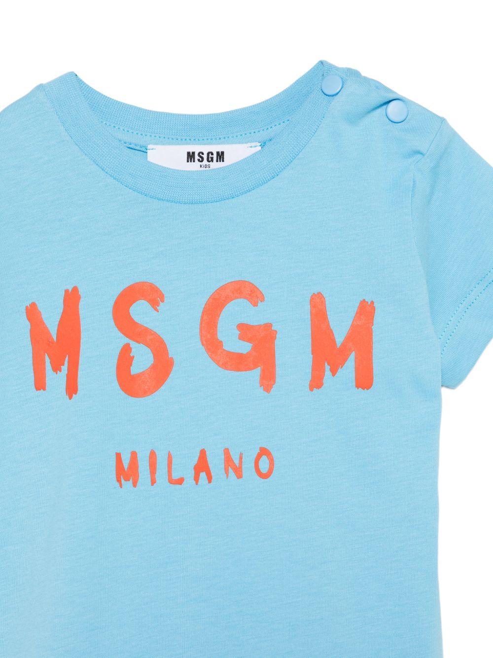 T-shirt per neonati MSGM Kids azzurra con logo sul davanti S6MSUNTH266 MS073 MSGM KIDS