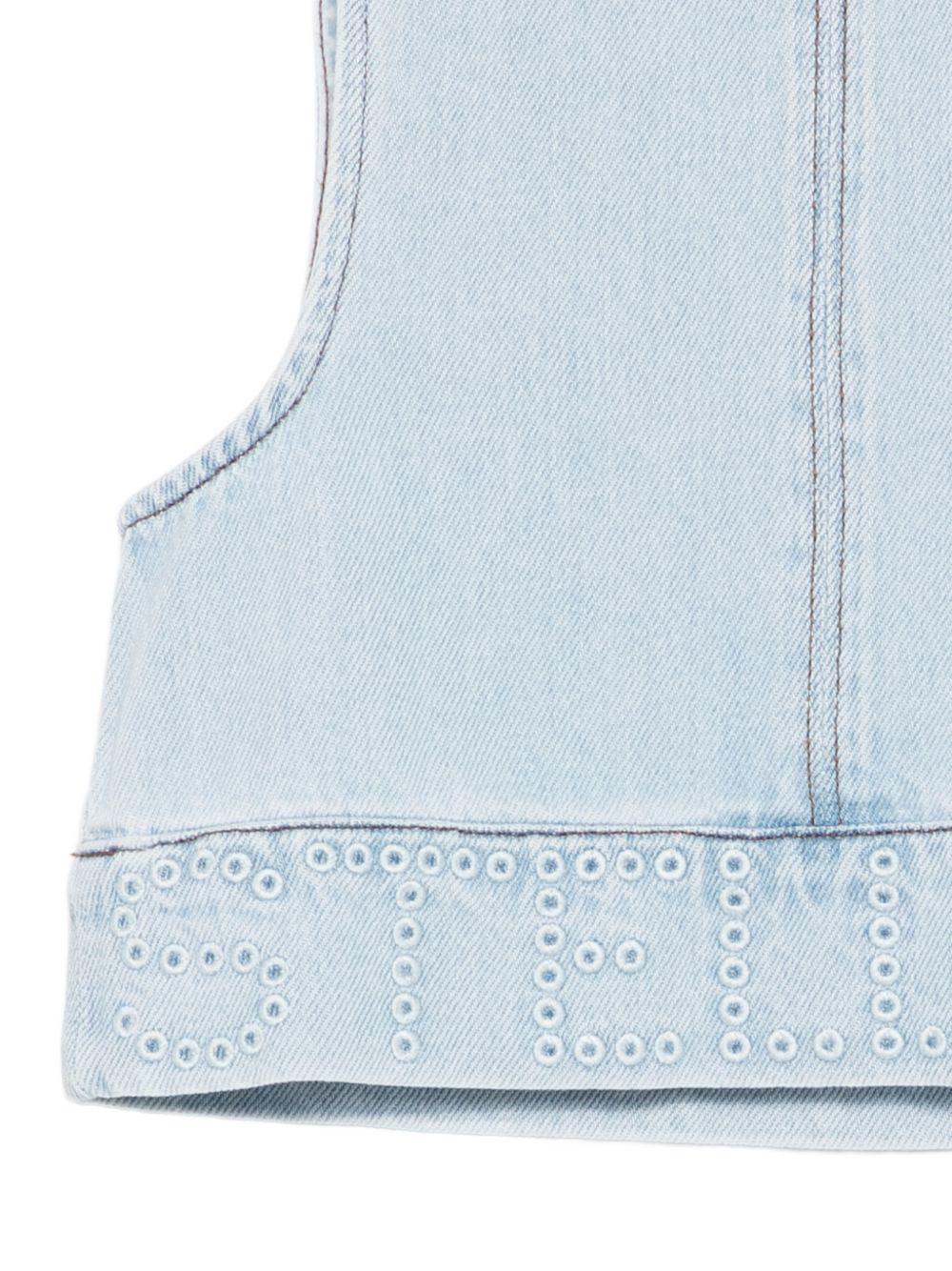 Top per bambina Stella McCartney Kids denim con chiusura con zip posteriore TY5A52 Z0746 600 STELLA McCARTNEY KIDS