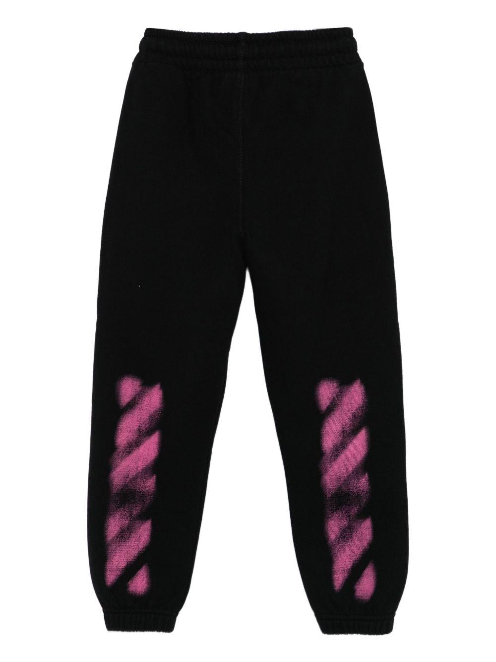 Pantaloni sportivi per bambina Off-White Kids neri con stampa effetto vernice spray OGCH001F25FLE001 1032 OFF WHITE KIDS