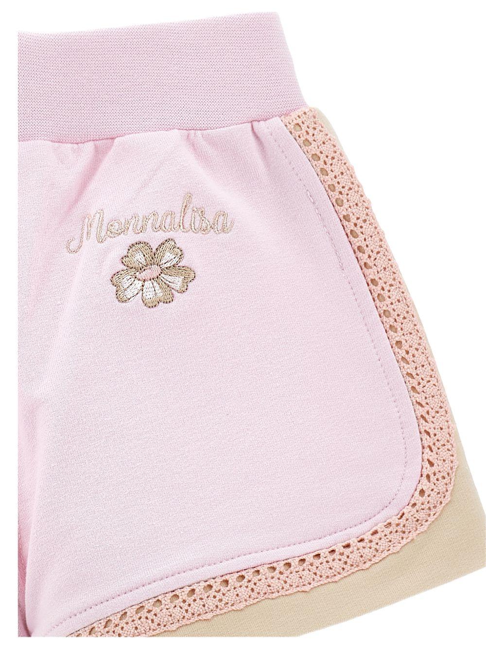 Shorts per neonata Monnalisa rosa con dettaglio fiore 39G407 7007 9002 MONNALISA KIDS