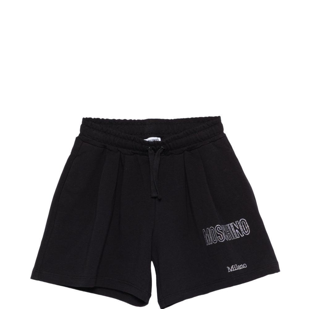 Shorts per bambina Moschino Kids neri con dettagli in strass HDQ020LDA25 60100 MOSCHINO KIDS