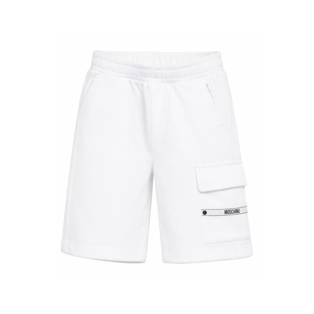 Shorts per bambino Moschino Kids bianco con dettaglio logo sulla tasca HUQ02OLCA86 10101 MOSCHINO KIDS