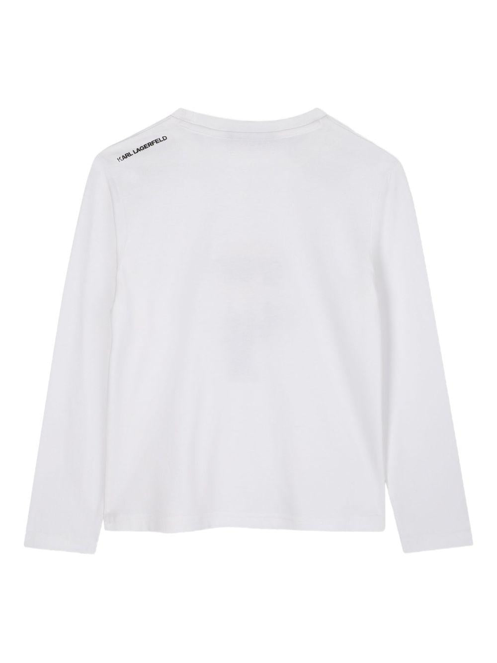 T-shirt per bambino Karl Lagerfeld Kids Ikonik Karl bianco a maniche lunghe Z30953 10P KARL LAGERFELD KIDS