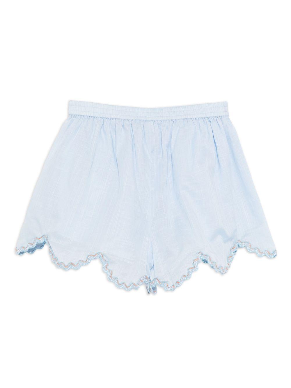 Shorts per bambina ZIMMERMANN Kids Cascadian azzurro con orlo a smerlo 4008AS S255 ZIMMERMANN KIDS