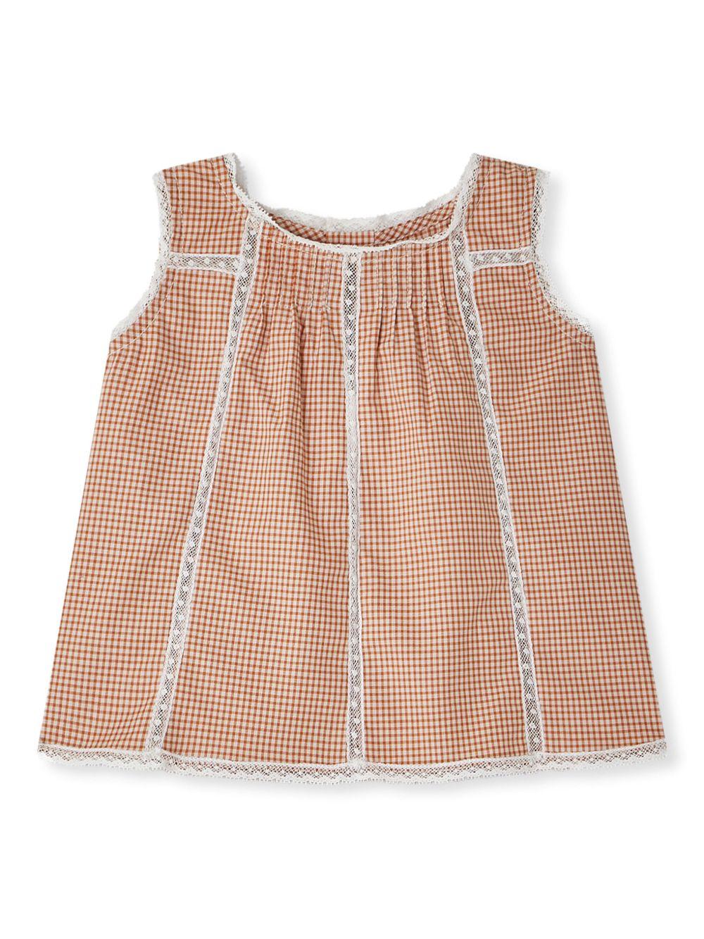 Blusa per neonata Bonpoint arancione con chiusura posteriore con bottone e bordo in pizzo S05XBLW00011 365A BONPOINT