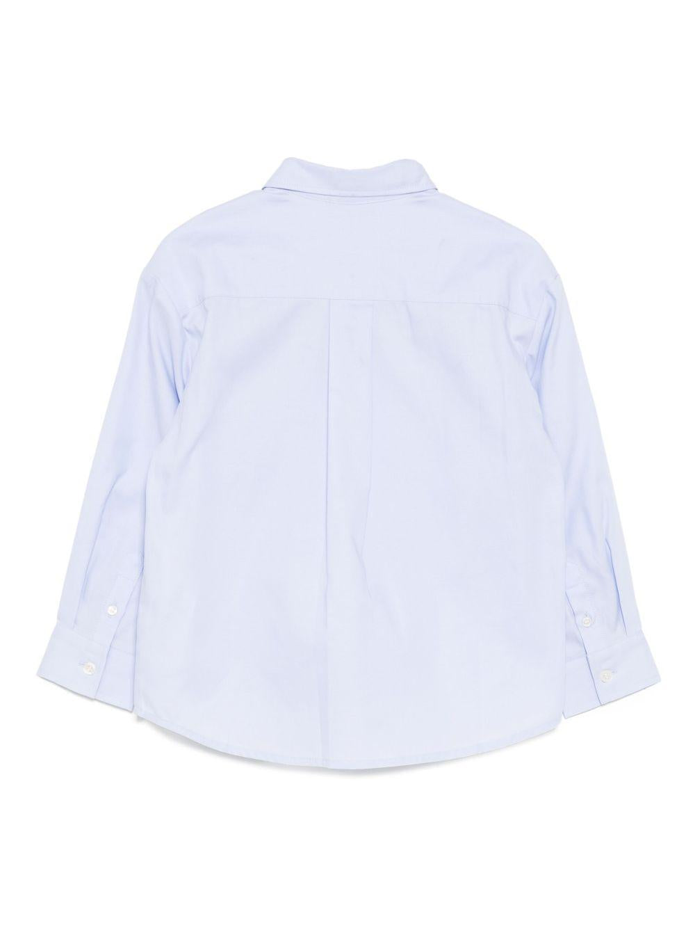 Camicia per bambino Moschino Kids azzurro in cotone con applicazione logo HUC01NLNE06 40093 MOSCHINO KIDS