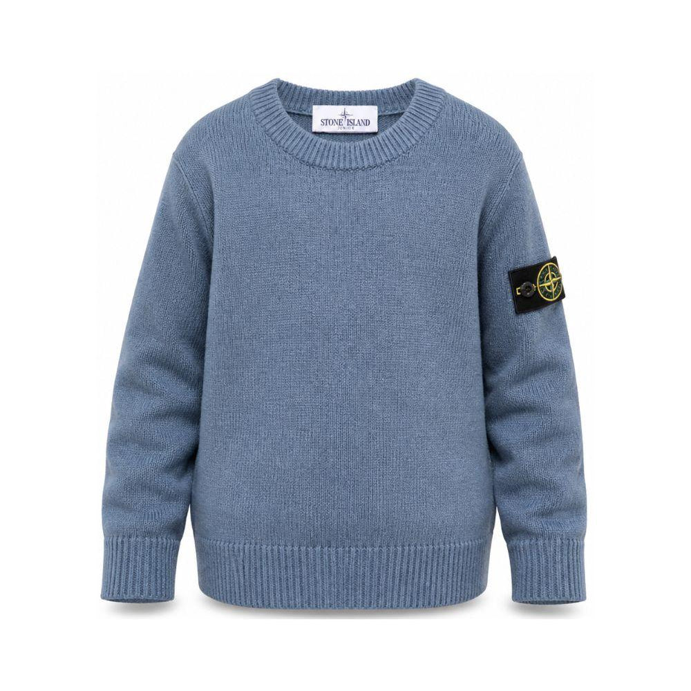 Maglione per bambino Stone Island Kids azzurro con orlo e polsini a coste L2S165100002S00M1 V004B STONE ISLAND KIDS