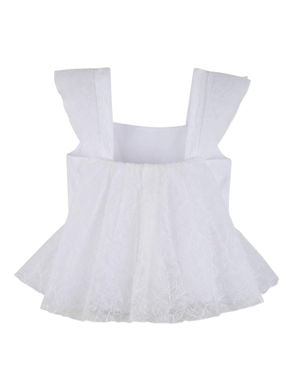 Top per bambina Givenchy Kids bianco con ricamo floreale in pizzo H31232 10P GIVENCHY KIDS