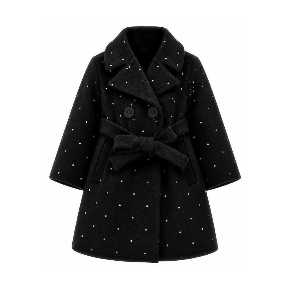 Cappotto per bambina Monnalisa Kids nero con decorazione con strass 17H111 8036 0050 MONNALISA KIDS