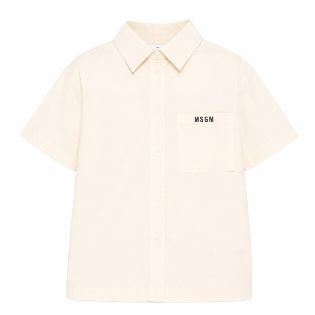Camicia per bambina MSGM Kids bianca con logo sul davanti S6MSJGSI163 002 MSGM KIDS