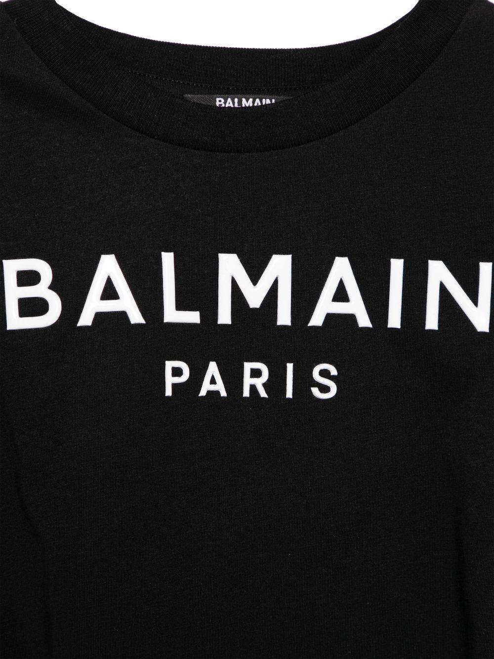 T-shirt con applicazione per bambina Balmain Kids nero con orlo dritto BW8A61 Z0082 930BC BALMAIN KIDS