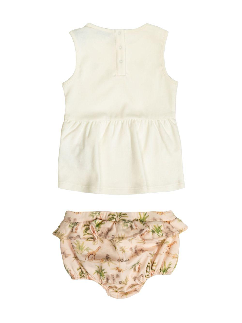 Abito in cotone per neonata Moncler Enfant con dettagli con ruches K19518M000118392E F00 MONCLER ENFANT