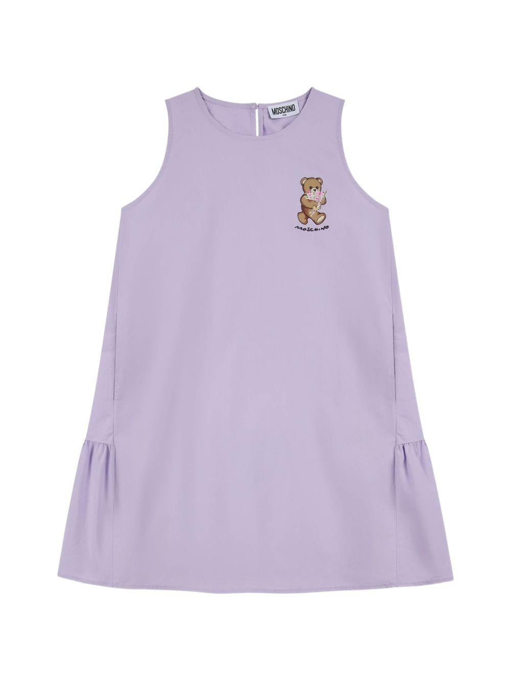 Abito per bambina Moschino Kids viola con stampa sul davanti HDV0HELLA10 51683 MOSCHINO KIDS