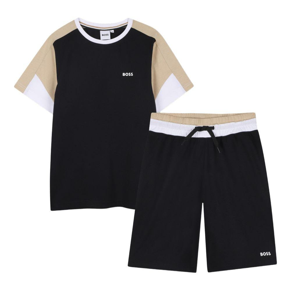 Completo per bambino Boss Kids nero con dettagli a contrasto J53006 09B BOSS KIDS