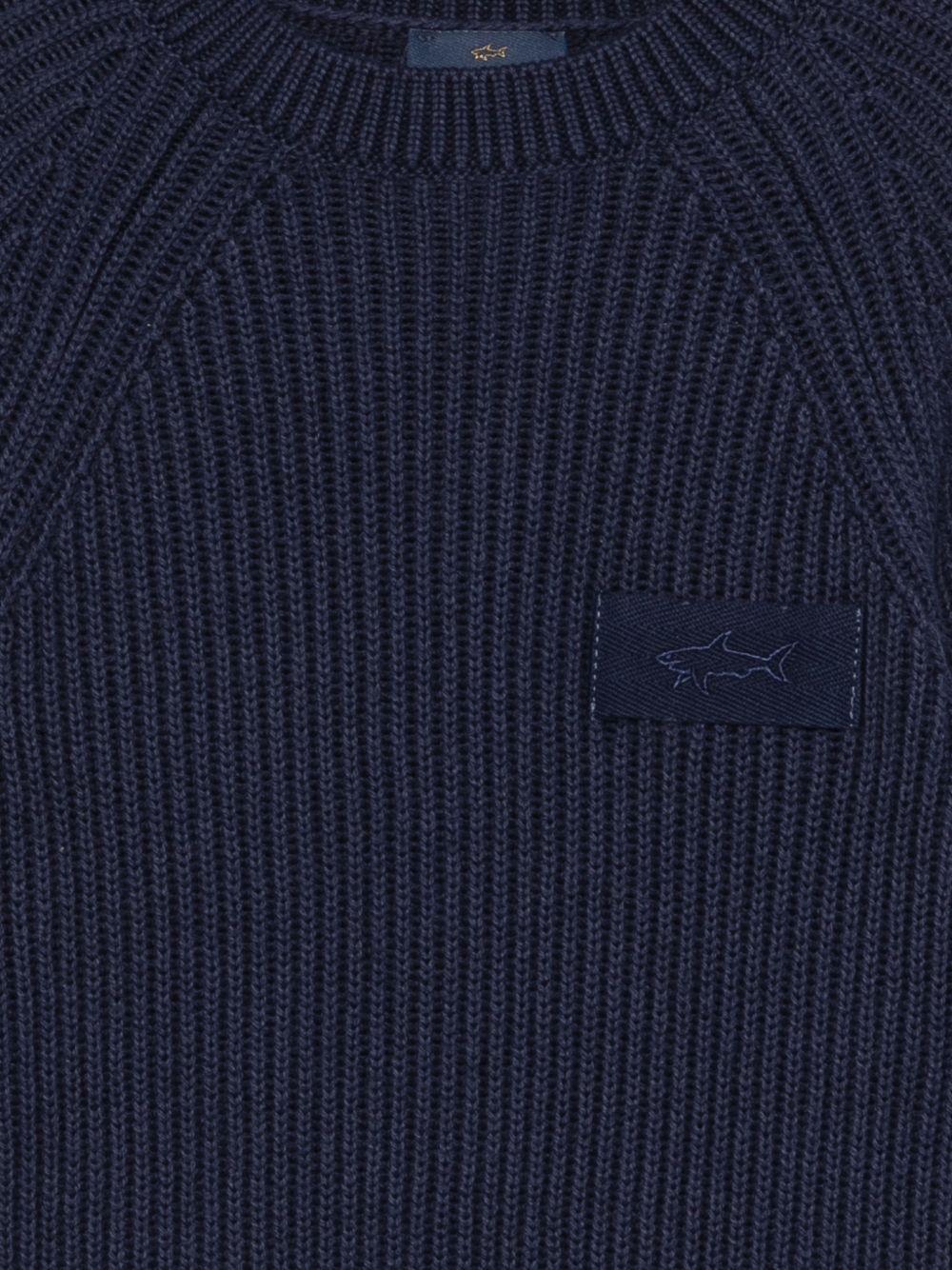 Maglione per bambino Paul & Shark Kids blu con logo applicato WUW008LHE43 42370 PAUL & SHARK KIDS