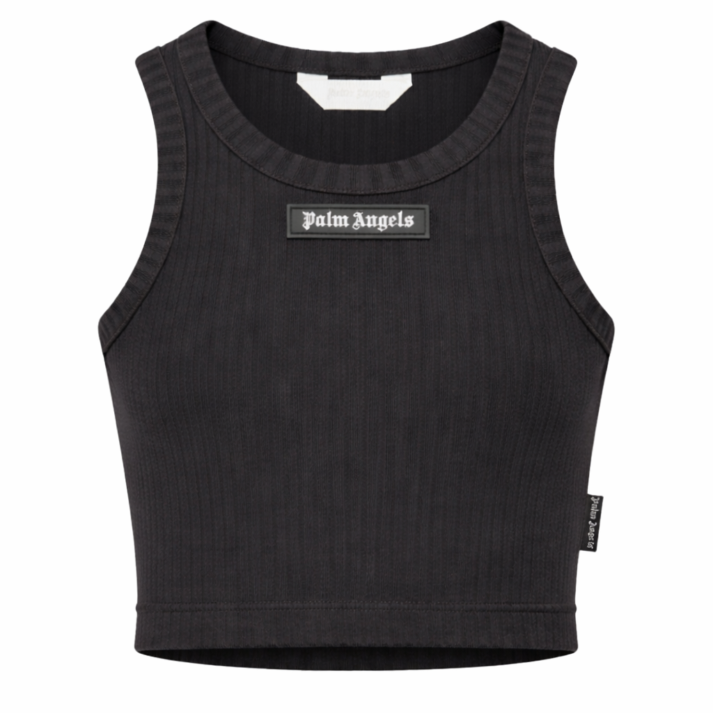 Canotta per bambina Palm Angels Kids nera con motivo a coste PGAG002S26JER002 110 PALM ANGELS KIDS