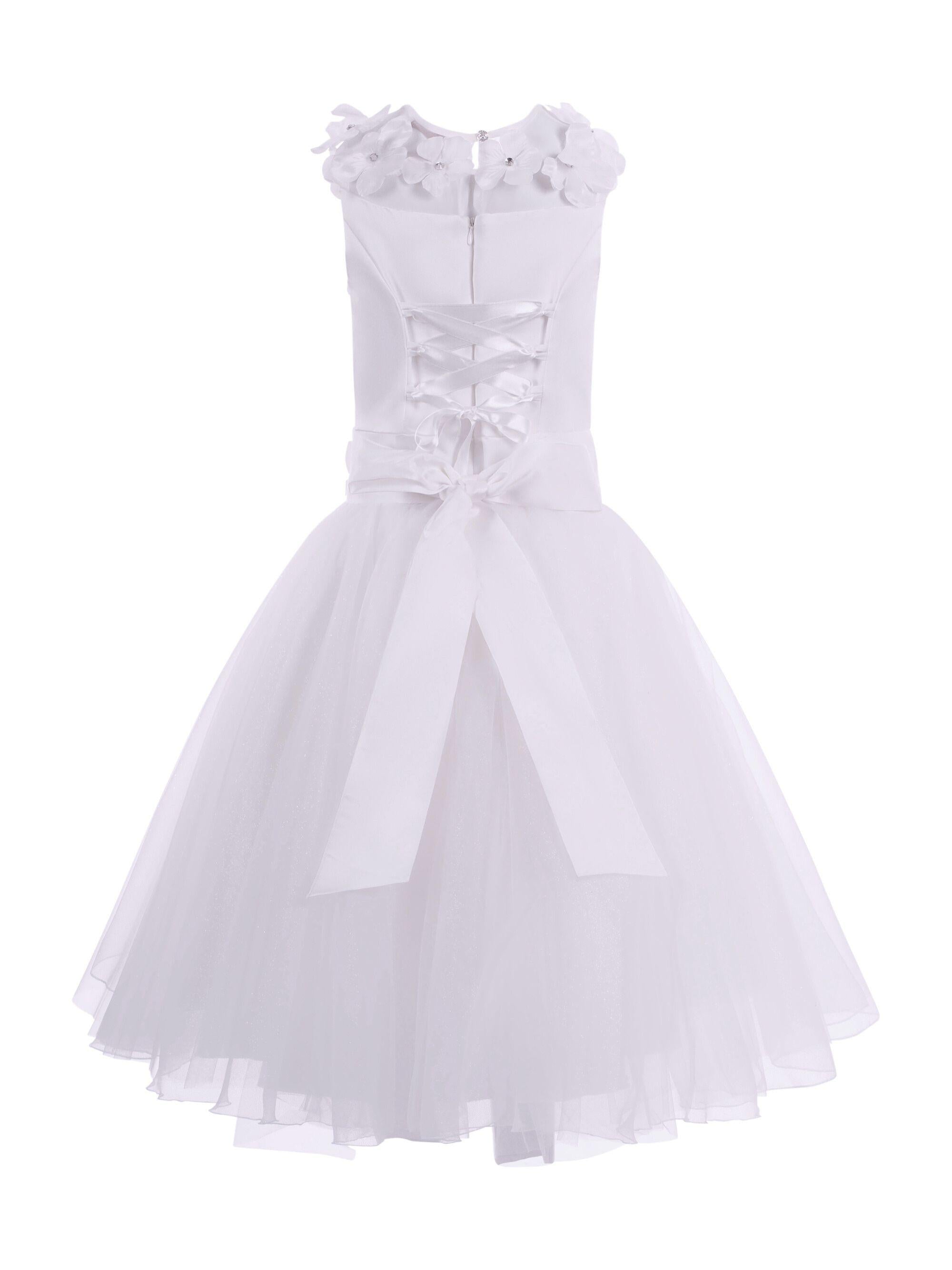 Abito per bambina Monnalisa bianco con dettaglio a fiori 77G900 7121 0001 MONNALISA KIDS