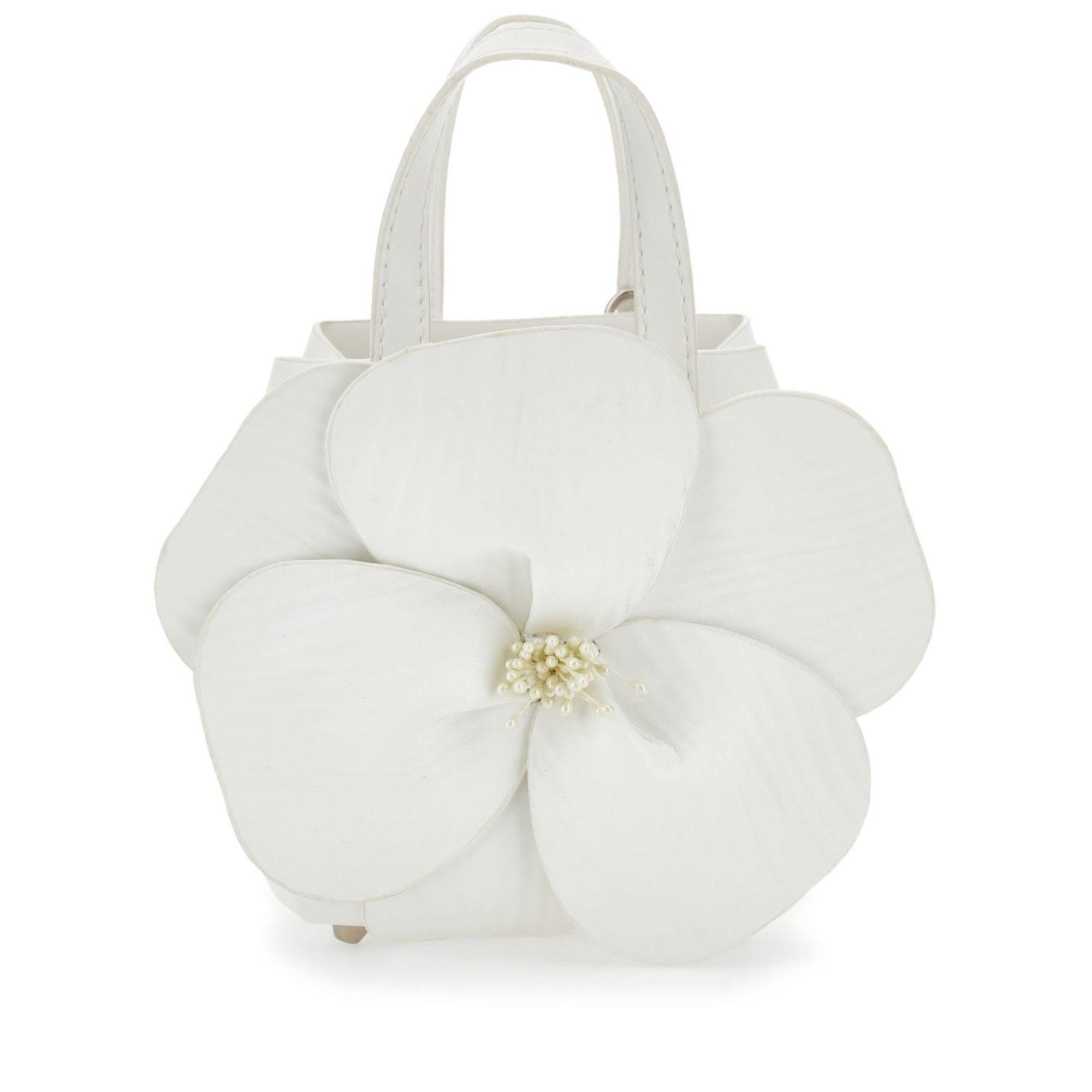 Borsa a mano per bambina Monnalisa bianca con dettaglio fiore 79G003 7068 0001 MONNALISA KIDS