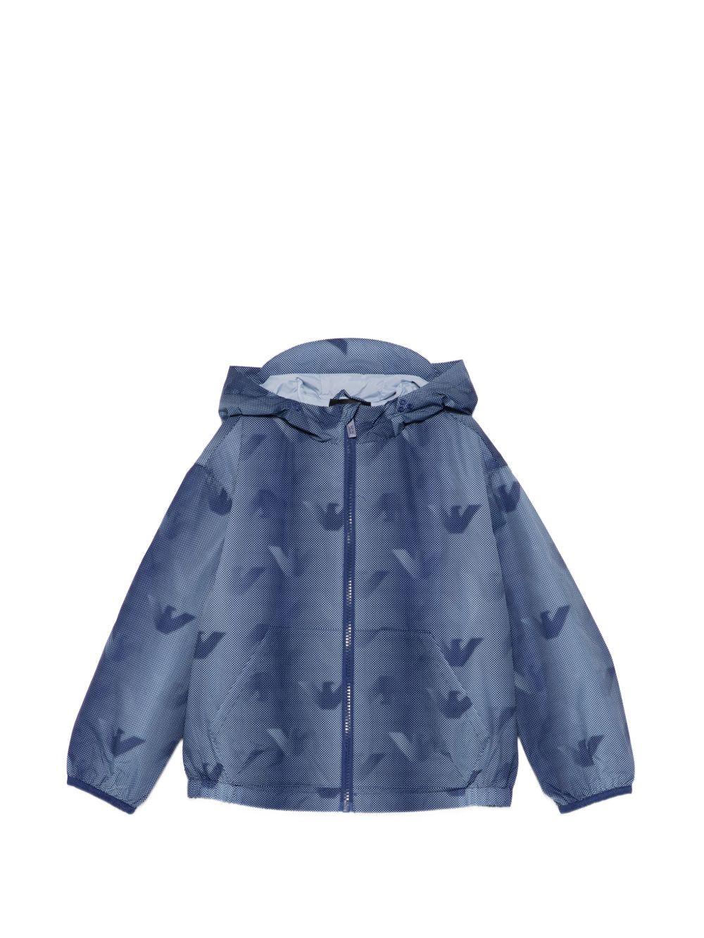Giubbino per bambino Emporio Armani Kids blu con stampa aquila all-over EB000924 AF20710 FB407 EMPORIO ARMANI KIDS