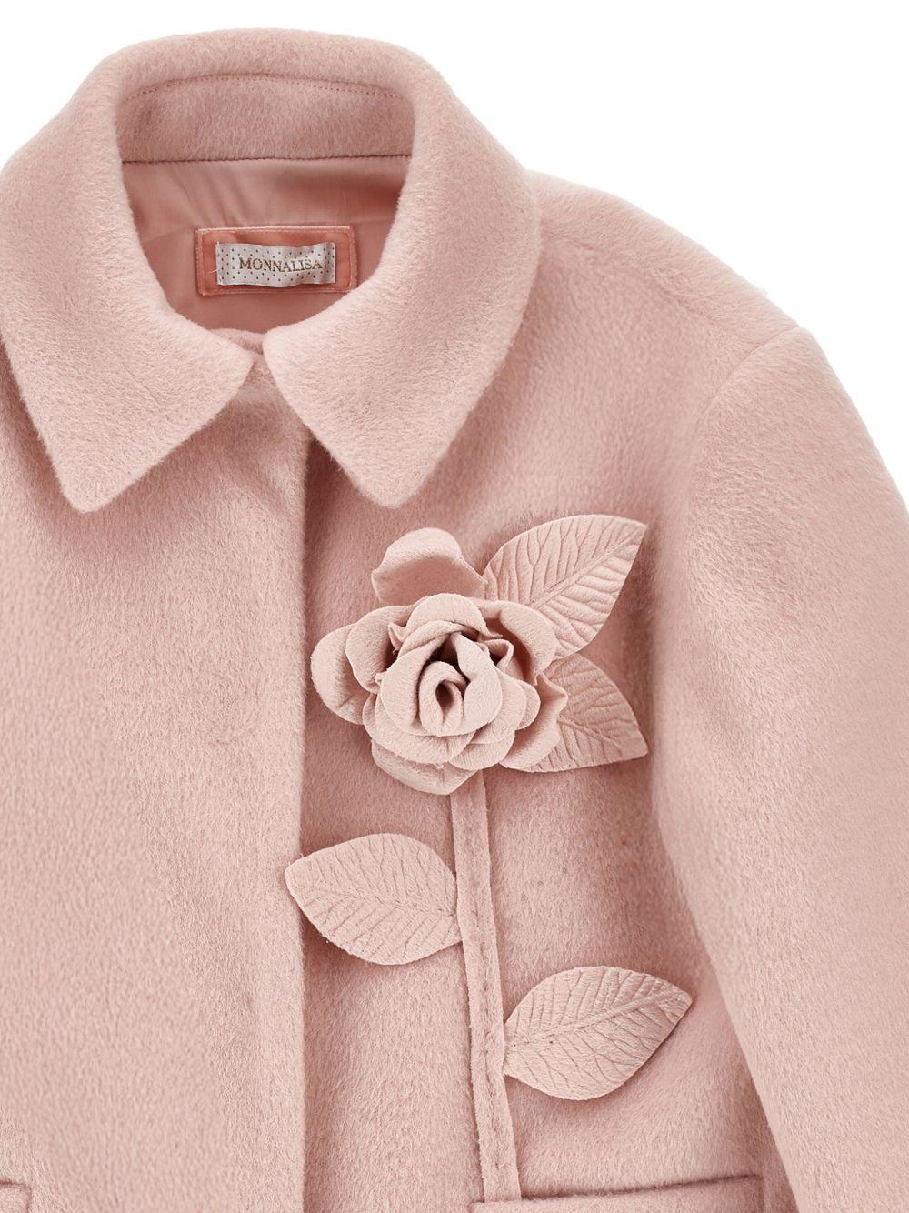 Cappotto per bambina Monnalisa Kids rosa con applicazione fiore 79H101 8036 094F MONNALISA KIDS