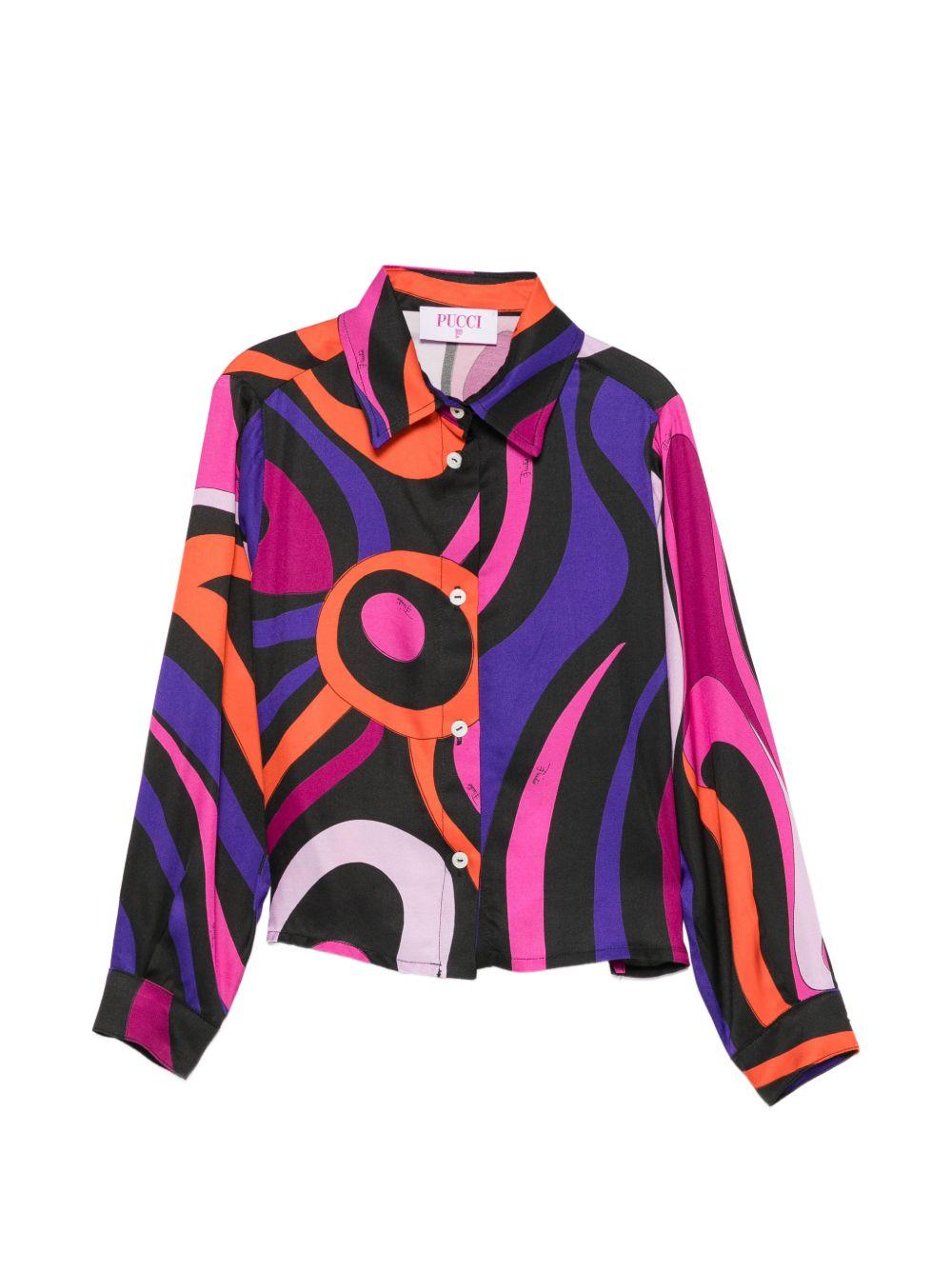 Camicia per bambina Emilio Pucci Junior multicolore con stampa Marmo PZ5A00 K0298 930FU EMILIO PUCCI KIDS