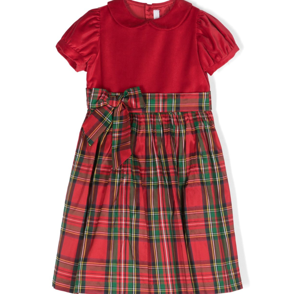Abito per neonata Mariella Ferrari rosso con motivo tartan ABI9MC 040028 MARIELLA FERRARI