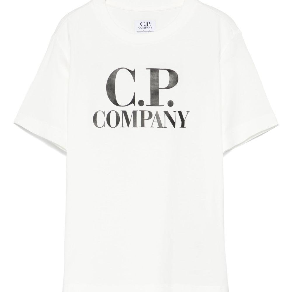 T-shirt con applicazione per bambino C.P. Company Kids bianco con girocollo C9M008LAA17 10135 C.P.COMPANY KIDS