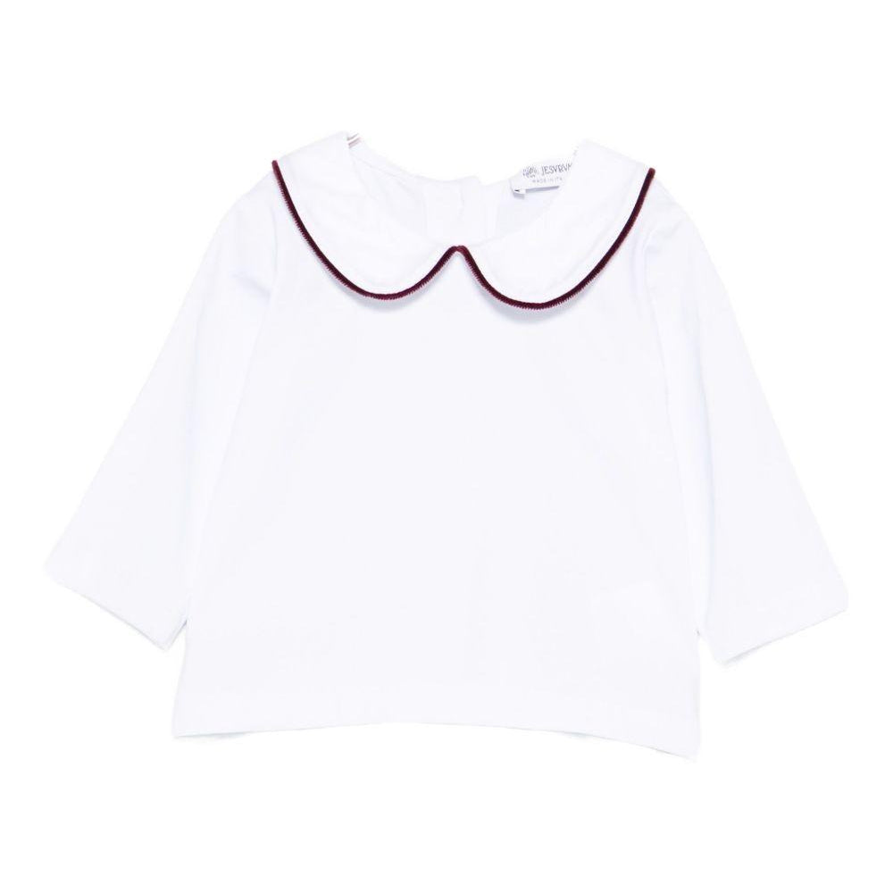 Blusa per neonati Jesurum Baby bianca con colletto con dettaglio rosso CITRINO VAR.4104 JESURUM