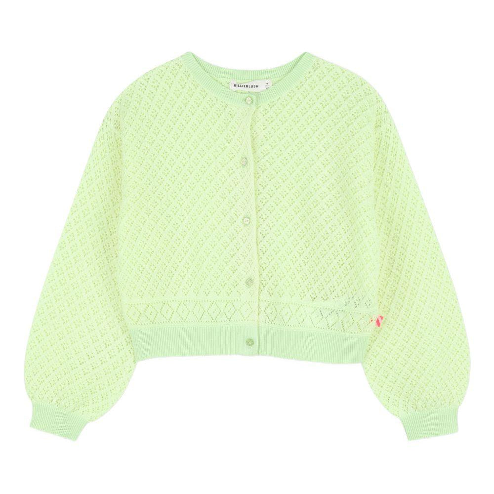 Cardigan per bambina Billieblush verde con texture traforata U21911 552 BILLIEBLUSH KIDS