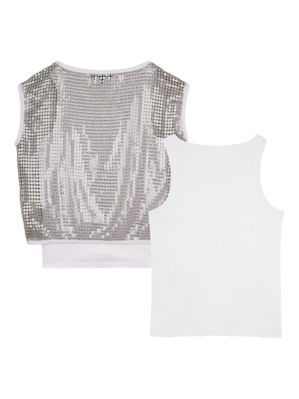 Top per bambina DKNY Kids argentato con paillettes D62618 016 DKNY