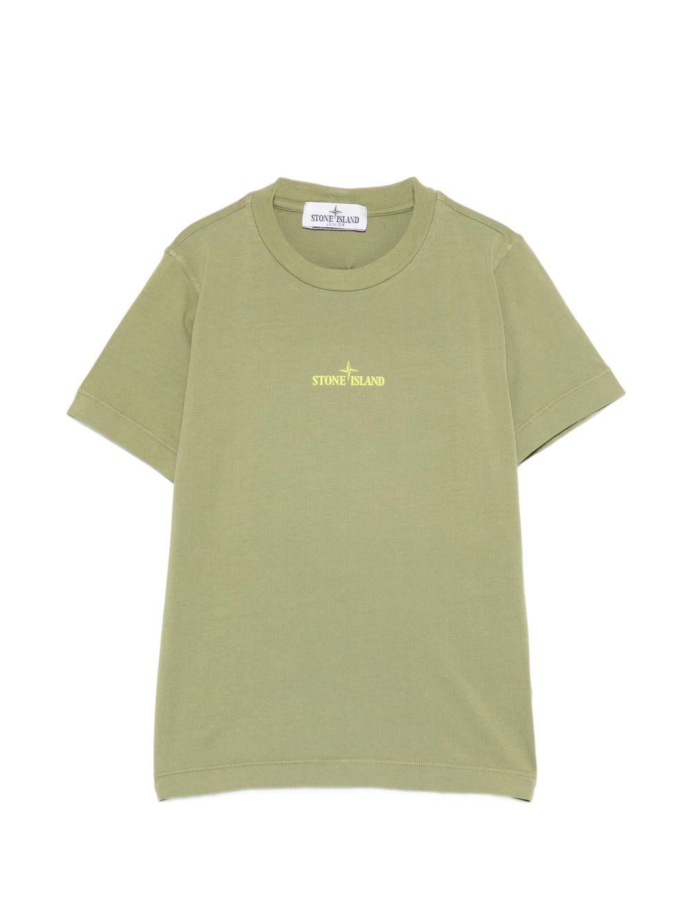 T-shirt per bambino Stone Island Junior verde con dettaglio logo L1S162100009S0377 V0058 STONE ISLAND JUNIOR