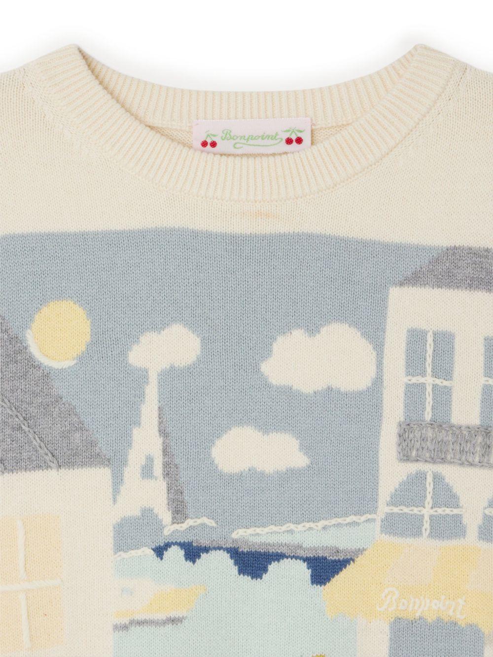 Maglione a maniche corte Elvira per bambina Bonpoint beige con scollo rotondo S05GJUK00004 902 BONPOINT