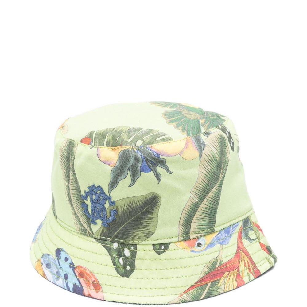 Cappello bucket per neonato Roberto Cavalli Kids verde con stampa volatili CIP26088HA TROP. LIME ROBERTO CAVALLI KIDS