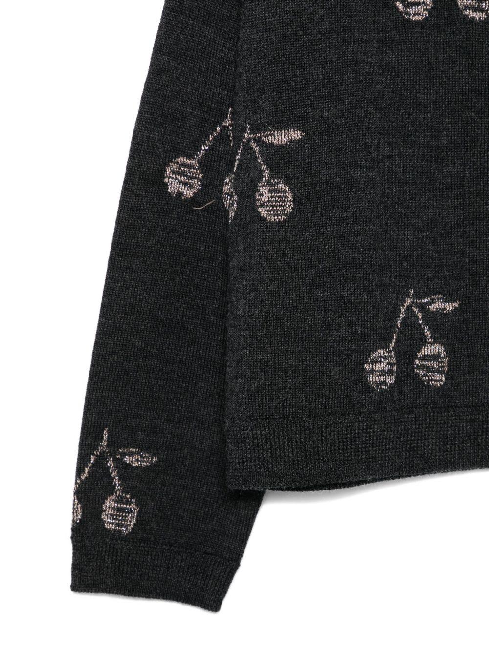 Maglione per bambina Bonpoint grigio con motivo ciliegie W05GJUK00021 194 BONPOINT