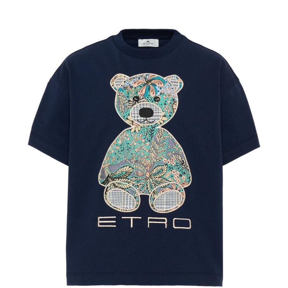 T-shirt per bambini Etro Kids blu con dettaglio Teddy GZ8P31 Z3672 617 ETRO KIDS
