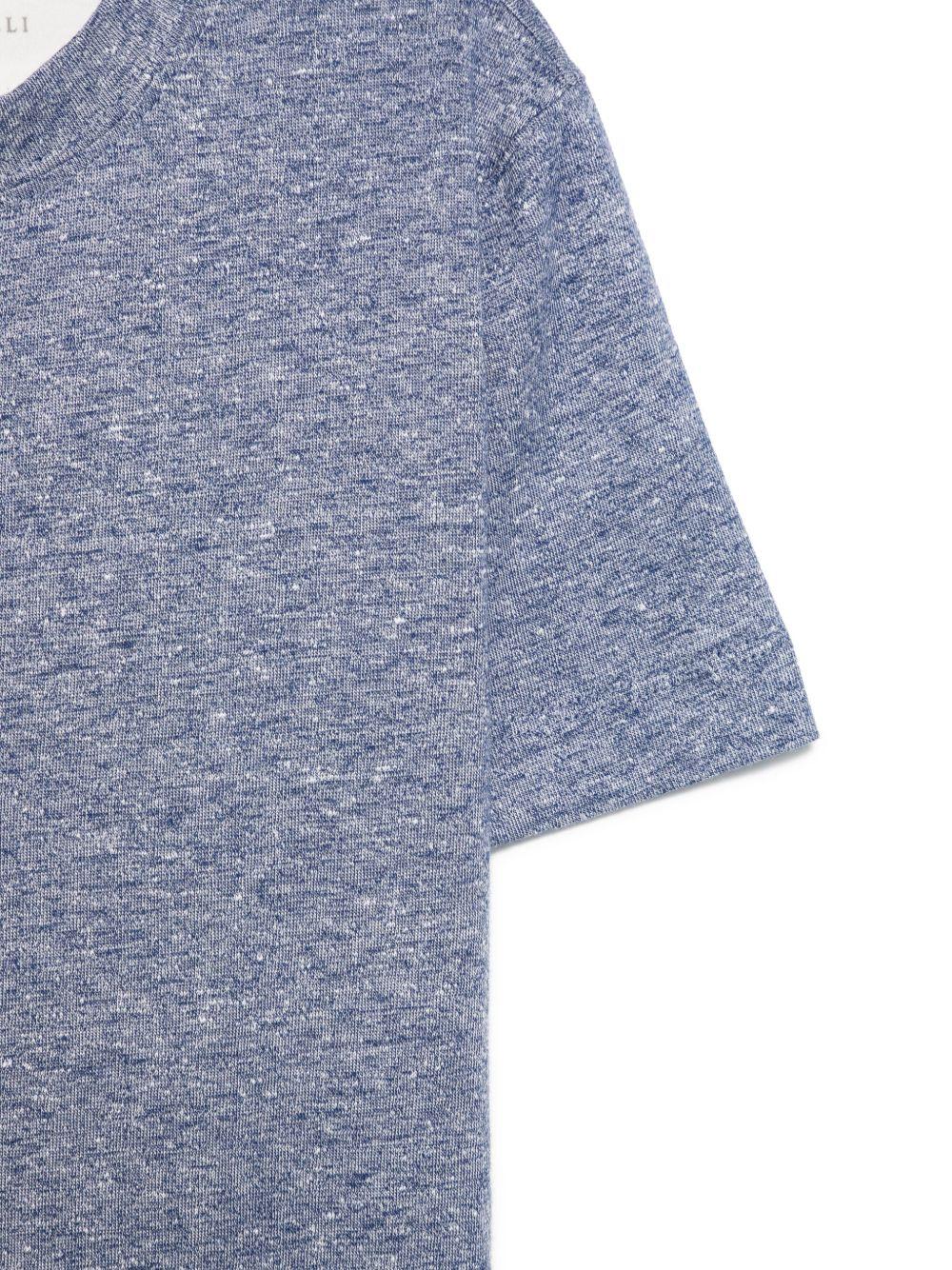 T-shirt per bambino Brunello Cucinelli Kids blu mélange BW835T158 C563 BRUNELLO CUCINELLI KIDS
