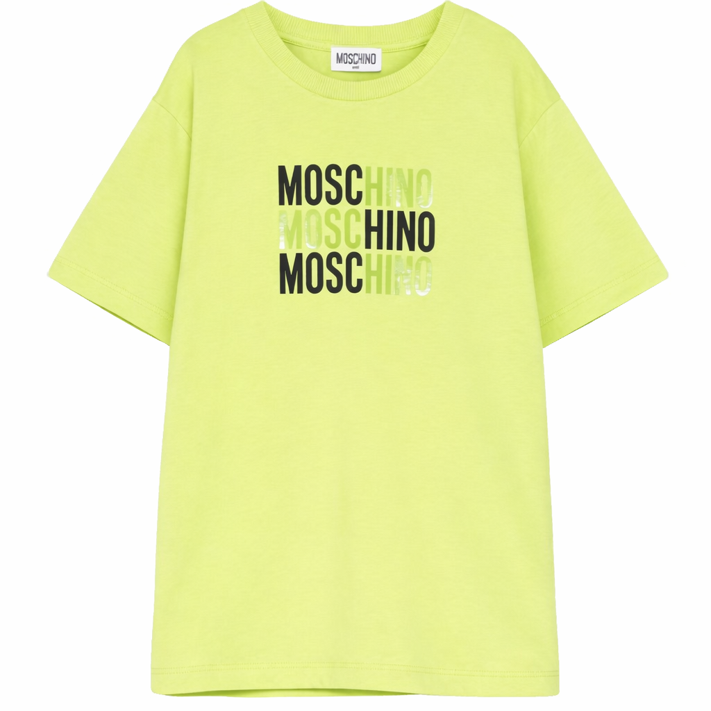 T-shirt per bambino Moschino Kids verde con stampa logo H5M05GLAA23 30355 MOSCHINO KIDS