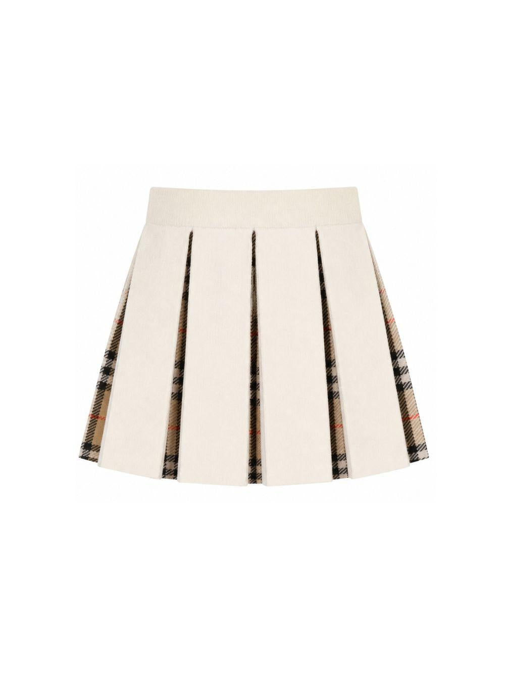 Gonna plissettata per bambina Burberry Kids beige in misto lana Check 8125915 A1452 BURBERRY KIDS