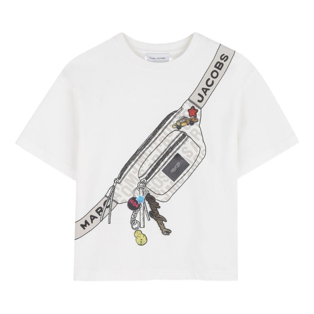T-shirt per bambini The Marc Jacobs Kids bianca con dettaglio borsello W60763 126 THE MARC JACOBS KIDS