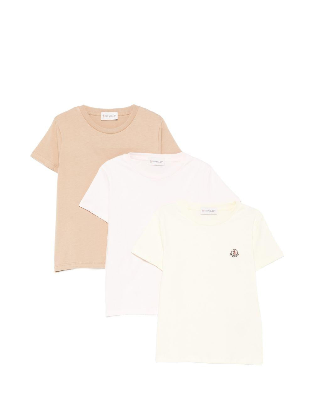 Set di 3 t-shirt per bambina Moncler Enfant multicolore con applicazione logo L19548C0003489AT9 3P5 MONCLER KIDS